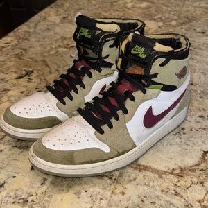 Nike Zoom Air High-Tops with Olive and Burgundy